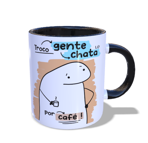 Troco Gente Chata por Café - Caneca Personalizada