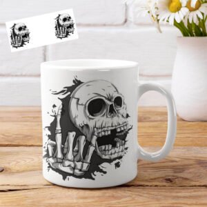 caneca de cafe caveira