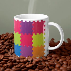 caneca de cafe mosaico colorido