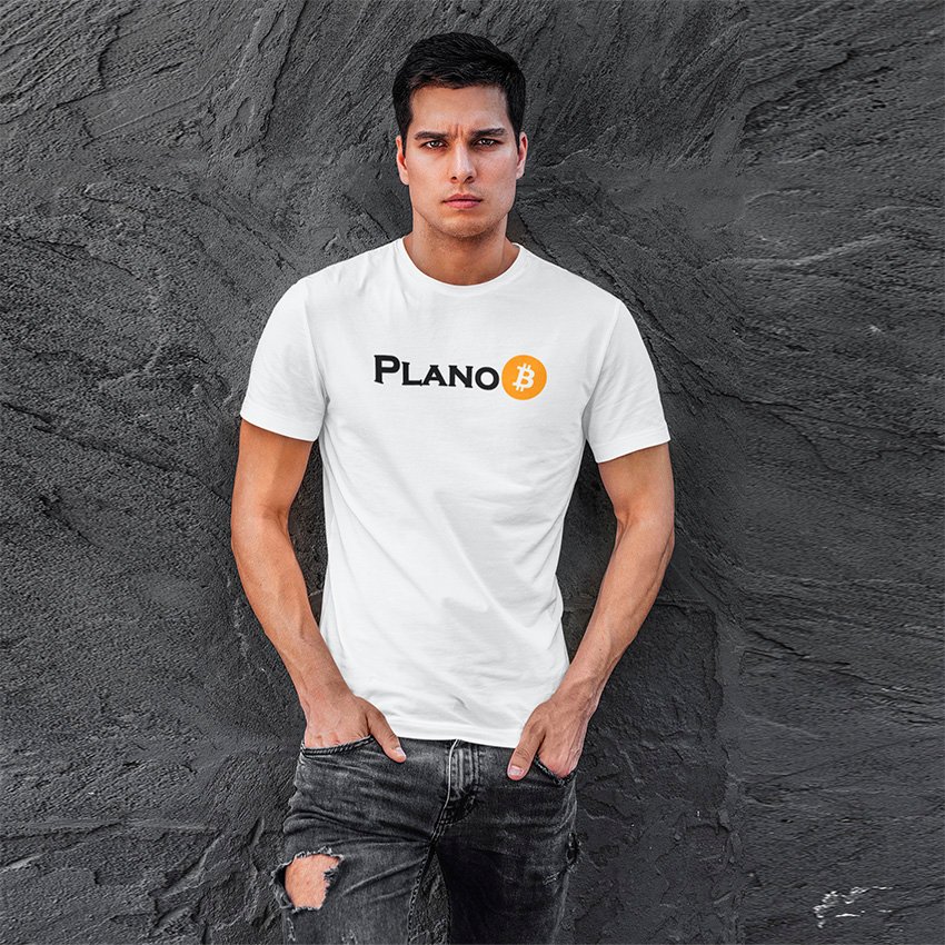 camiseta branca Plano bitcoin